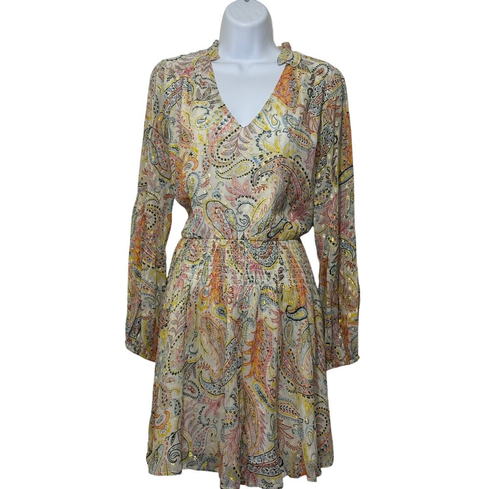 Boston Proper Paisley Dress Size XS Smocked Waist Boho Chic, Coastal cowgirl